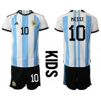 Argentina Lionel Messi #10 Fotballklær Hjemmedraktsett Barn VM 2022 Kortermet (+ korte bukser)